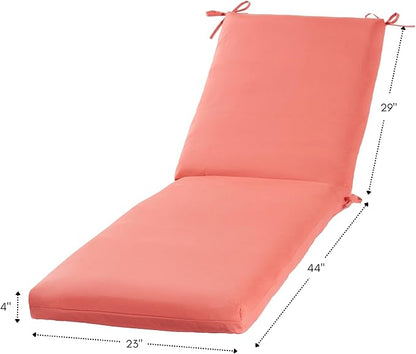 Outdoor Reversible Chaise Lounge Chair Cushion, Dusk Pink
