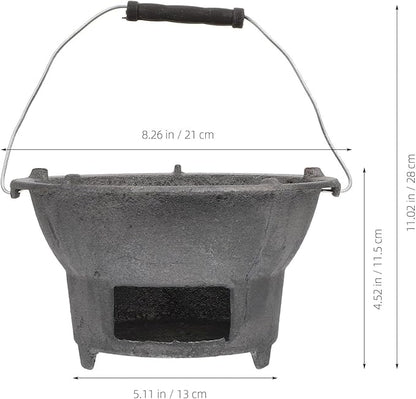 DOITOOL Cast Iron Outdoor Barbecue Stove Portable Charcoal Cooking Stove Compact 8.3X8.3X4.3 Inch Camping Bbq Tool for Picnics and Backyard Grilling
