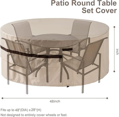 Round Patio Table Cover 48inch Dia Waterproof Outdoor Bar Table Round Cover Anti-Fading UV-Resistant Lawn Furniture Covers
