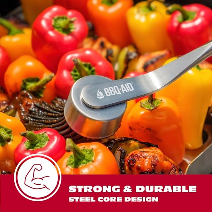 BBQ-AID Silicone Basting Brush for Grilling - Premium Acacia Wood Sauce Brush for BBQ & Smoking - 400°F Heat Resistant Marinade & Meat Brush - Dishwasher Safe Cooking Brush for Food & Oil