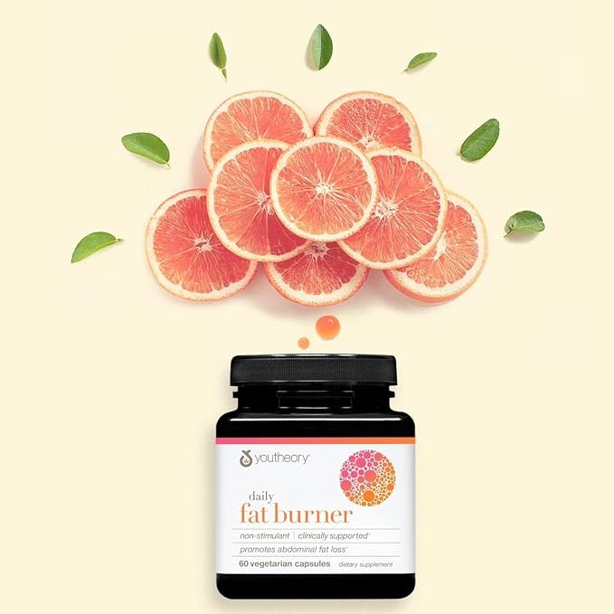 Youtheory Daily Fat Burner - Supports Body Composition & Metabolism - with Citrus Fruit Blend, Chromium & Cayenne Extract - Gluten, Soy & Dairy Free - 60 Vegetarian Capsules (Pack of 2)