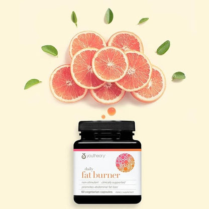 Youtheory Daily Fat Burner - 60 Capsules (60 Day Supply) - Non-Stimulant Body Composition & Metabolic Support* - With Sinetrol Citrus Fruit Blend, Chromium & Cayenne Extract - Gluten, Soy & Dairy Free