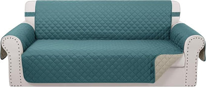 Reversible Oversized Sofa Covers, XL Sofa, Blue/Beige | Couch Cover Furniture Protector for Dogs Elastic Straps Water Repellent Furniture for 4 Cushion Couch