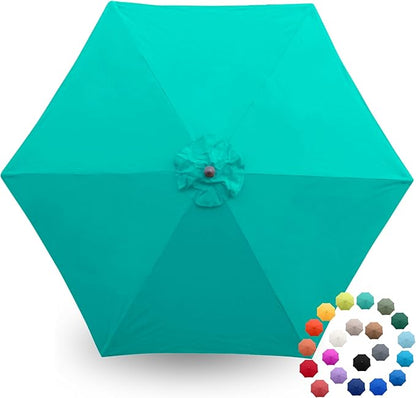 Formosa Covers 9ft 6 Ribs Market Patio Umbrella Replacement Canopy - Top Canvas - Premium Olefin UV Protective and Water Resistant Umbrella Fabric - Premium Quality Replacement Canopy Cover ONLY (Turquoise)