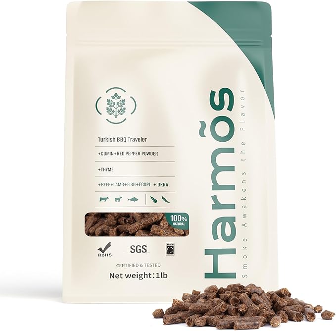 Harmos 4-Wood Pellets: Turkish BBQ, Premium Hardwood Pellets for Smokers, 2 Sealed Packs
