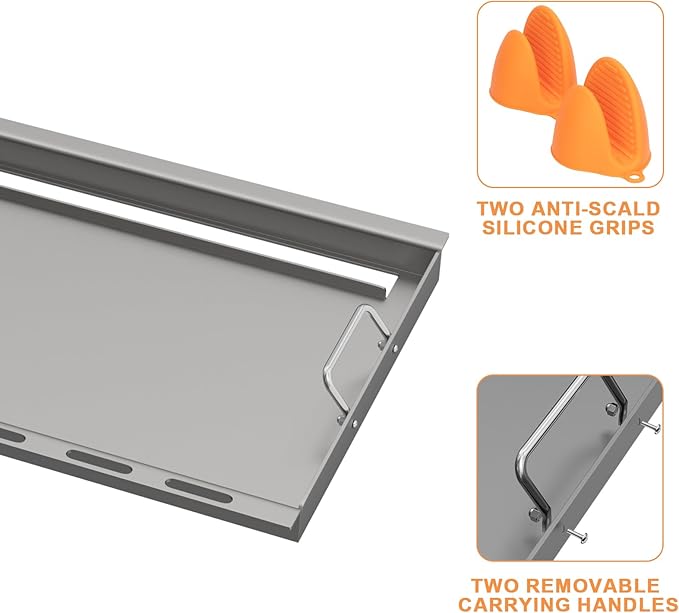 65937 Full Size Griddle for Weber Genesis 300 Replacement Parts Genesis E310 E320 E330 S310 S320 S330 EP310 EP320 EP330 Grill Flat Top Insert with Handles, for Weber 7524 7528 Accessories,Carbon Steel