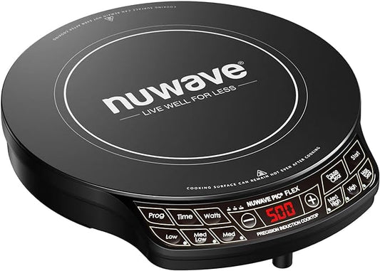 Nuwave Precision Induction Cooktop, 10.25” Shatter-Proof Ceramic Glass, 6.5” Heating Coil, 81 Temps from 100°F to 500°F, 3 Wattage Settings 600, 900 & 1400 Watts