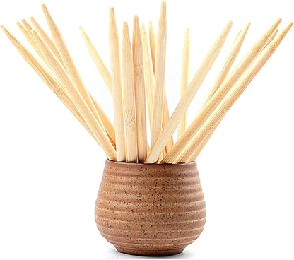 5.5" Natural Bamboo Skewers For BBQ，Caramel and Candy Apple Sticks, Corn Dog，Corn Cob，Cookie，Lollipop，Kabob，Gril. 5mm Thick by Semi Point Styel (100 pcs)