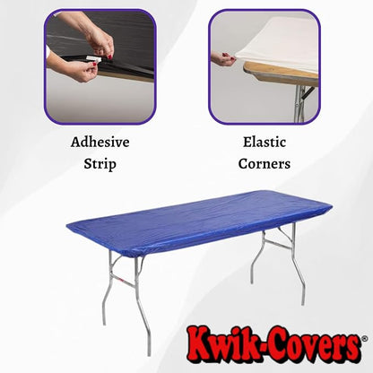 30" x 72" (6 Feet) Royal Blue Rectangular Fitted Plastic Table Covers - 10 Pack
