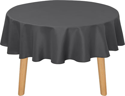 DWCN Round Tablecloth 90 Inch - Waterproof & Stain Resistant Spillproof Washable Polyester Fabric for Dining Room Kitchen, Dining, Party, Weddings and Restaurants, Grey