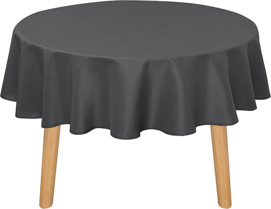 DWCN Round Tablecloth 60 Inch - Waterproof & Stain Resistant Spillproof Washable Polyester Fabric for Dining Room Kitchen, Dining, Party, Weddings and Restaurants, Grey