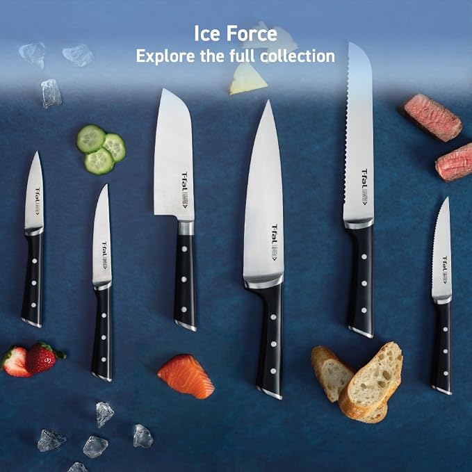T-Fal Ice Force Chef Knife, 8 in German Stainless Steel Kitchen Knife
