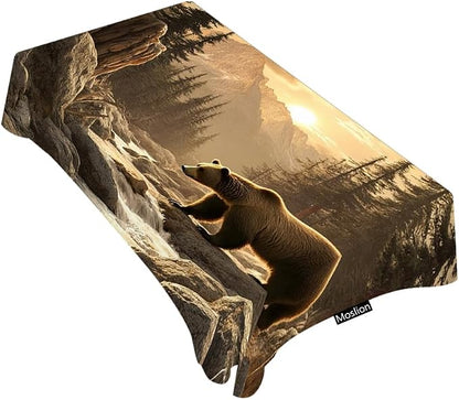Moslion Grizzly Bear Tablecloth 52x70 Inch Rectangle Tablecloth