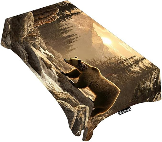 Moslion Grizzly Bear Tablecloth 52x70 Inch Rectangle Tablecloth