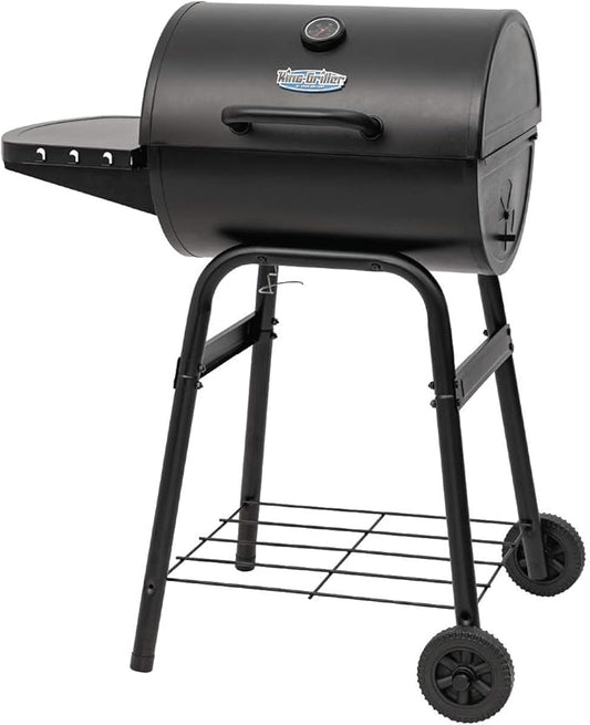 Char-Griller® King-Griller Gambler Charcoal Grill and Smoker with Damper Smoke Control, Cast Iron Grates, and Side Shelf, 315 Cooking Square Inches in Black, Model E1416