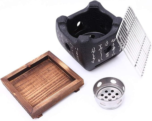 Japanese BBQ Grill - Portable Charcoal Stove with BBQ Plate & Accessories