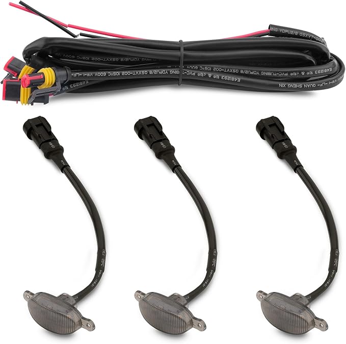 Amber LED Grille Light Kit with Wiring Harness Compatible with Ford F-150 Aftermarket Grilles 2004-2019, Smoked Lens Amber Lights
