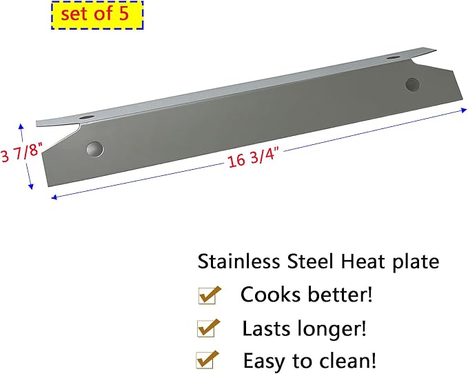 Parts Kit DG261 Replacement for Brinkmann 810-1575-W Gas Grill - Stainless Steel Burner, Carry-Over Tubes, and Heat Plate