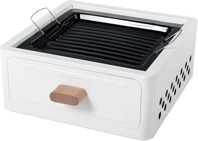 Barbecue Stove Barbecue Grill Tools BBQ Grill Charcoal Grill Square Tabletop Portable Lightweight or Camping Backyard Picnic Beach Trips (Pearl white,A2)