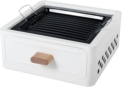 Barbecue Stove Barbecue Grill Tools BBQ Grill Charcoal Grill Square Tabletop Portable Lightweight or Camping Backyard Picnic Beach Trips (Pearl white,A2)
