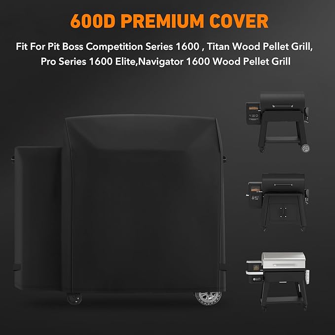 Heavy Duty 600D Polyester Cover Compatible with Pit Boss Competition Series 1600 PB1600CS, Titan Wood Pellet Grill, Pro Series 1600 Elite Grill,Navigator 1600 Wood Pellet Grill Without Smoke Stack