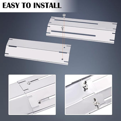 Adjustable Stainless Grill Heat Plates Shield For Nexgrill, Dyna Glo, Charbroil, Brinkmann Grill Replacement Parts, Universal Heat Tent, Burner Cover Guard, Heat Deflector, Heat Diffuser, Flame Tamer.