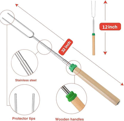 Mluchee 8Pack Marshmallow Roasting Sticks Smores Skewers for Fire Pit 32inch Telescoping Sausage BBQ Hot Dog Forks Portable Carrying Bag for Grill Campfire Thanksgiving Christmas Gifts