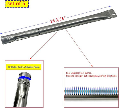 Parts Kit DG261 Replacement for Brinkmann 810-1575-W Gas Grill - Stainless Steel Burner, Carry-Over Tubes, and Heat Plate