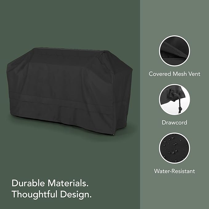 Covermates Island Grill Cover - Rip-Resistant Water-Resistant All-Weather Outdoor BBQ Cover with Mesh Vents, Heavy-Duty 600D Polyester Protection for Large Island Grills, 110 Inch, Ripstop Black