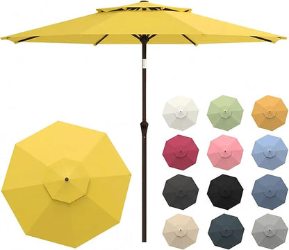 Patio Umbrella, 2 Tier Outdoor Table Umbrella, Large Vented Market Umbrellas with Push Button Tilt and Crank, 8 Sturdy Ribs for Backyard, Deck, Pool, UPF50+ UV Protection