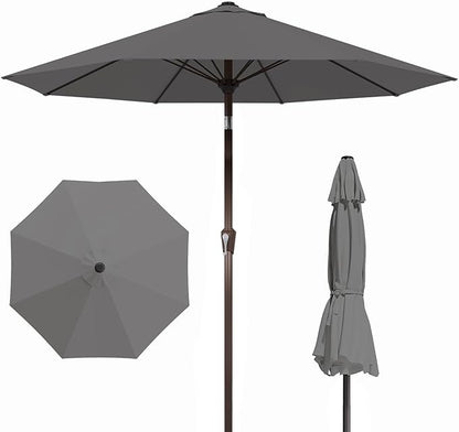 PatioKingdom Auto-Tilt 9FT Patio Umbrella Outdoor with 8 Sturdy Fiberglass Ribs,Market Table Umbrella for Pool,Backyard,Deck and Garden