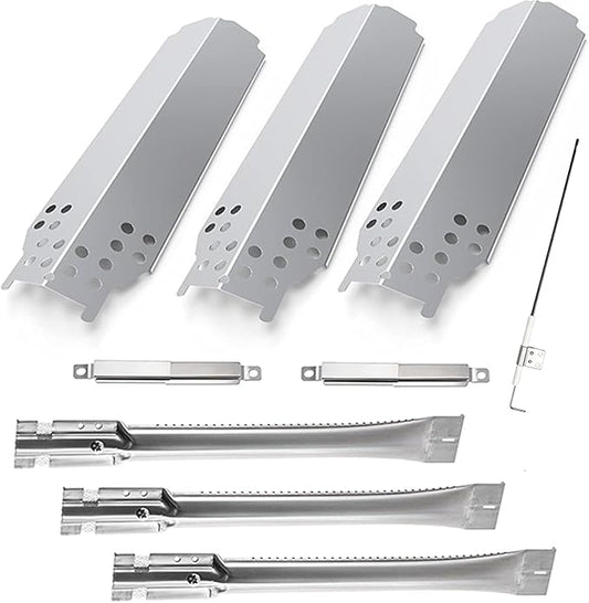 Grill Parts for Charbroil Classic 360 3-Burner 463672717 463672817 463773717 G320-0200-W1A G215-0203-W1, Burner and Heat Plates Kit for American Gourmet 3-Burner 465735621