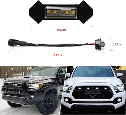 White Grille Lights For Tacoma TRD Pro 2016-2022, 4Pcs Smoked Shell LED Front Grill Light with Wire Harness And Fuse