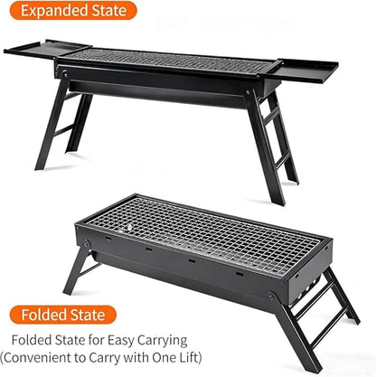 Foldable Leg Portable Charcoal Grill, Outdoor Camping Picnic Barbecue Grill with Accessories