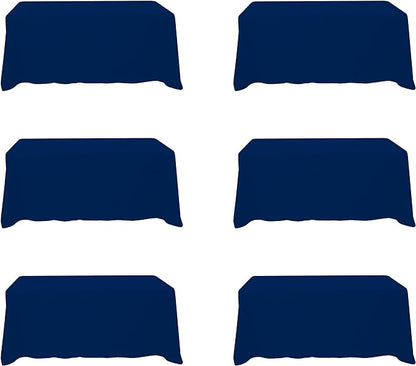 BRILLMAX 6 Pack Navy Blue Tablecloths 90x132 Inch for 6ft Rectangle Tables | 150 GSM Polyester Fabric, Floor Length Drop, Water, Stain & Wrinkle Resistant Cloth Cover for Wedding Reception Banquet Party
