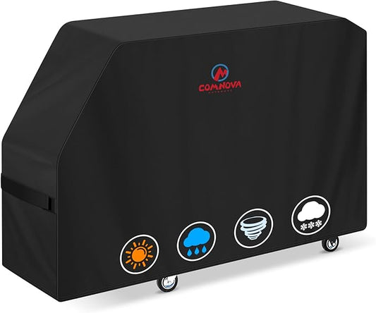 Comnova Grill Cover for Char Griller Flat Iron 4-Burner Gas Griddle - 600D Premium Gas Griddle Cover for Char Griller Waterproof & Heavy Duty, Fits E8936, 8036 Models - 63.8"L x 23"W x 37.9"H (8075)