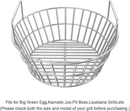 Stainless Charcoal Basket for Large Big Green Egg Grill, 14 inch Charcoal Grill Ash Basket fits Kamado Joe Classic, BGE Large and Other Similar Grills