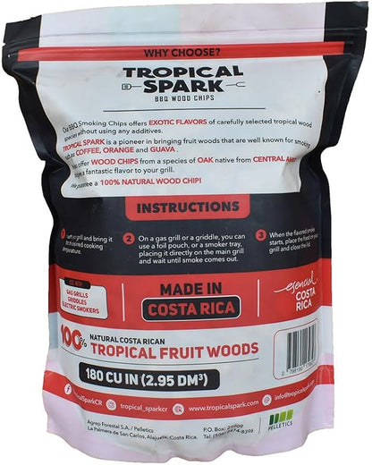 Wood Chips | Perfect for BBQ, Smoking, Grilling, Bake, Roast, Braise | Premium 100% All-Natural | Oak | 180 cu in Bag