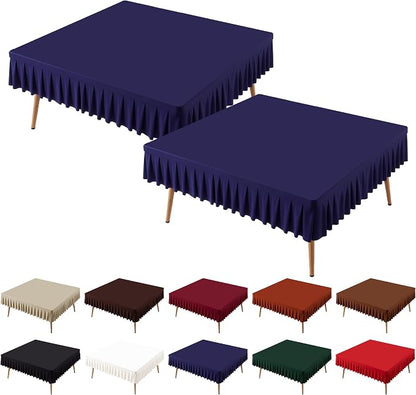 PARTISKY Navy Blue Spandex Square Tablecloths 60x60 Inch, 2 Pack Wrinkle Free Fitted Card Table Cloth Stretch Square Table Cover for Kitchen Dinner, Holiday Party, Wedding Banquet, Display Trade Show