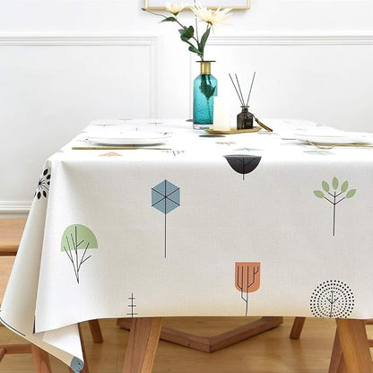 Wipeable Waterproof Tablecloth Vinyl Tablecloths for Rectangle Tables Heavy Duty PVC Tablecloth for Kitchen Dining Table(Small Trees, 54'' x 72'')