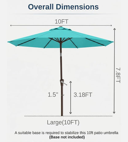 10FT Patio Umbrella, Outdoor Umbrella with Push Button Tilt and Crank, 8 Sturdy Ribs, UV Protection & Waterproof Market Umbrella for Pool, Backyard, Beach,Deck