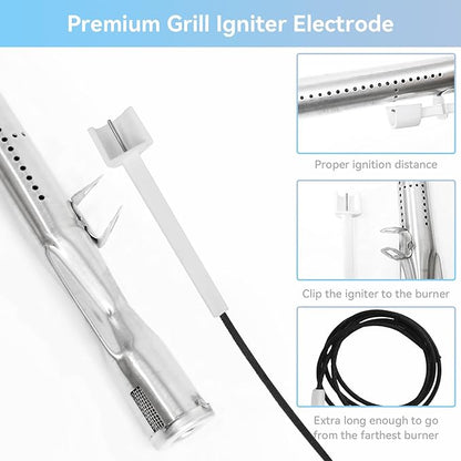 Grill Replacement Parts for Monument 4-Burner 24367,35633,17842, 24633,41847NG Gas Grill, Burner Tube, Heat Plate Tent, Igniter for Kitchen aid 720-0954, Monument 6 Burner 77352 77352MB 77352-MB