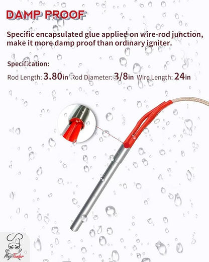 2-Pack Hot Rod Igniter Replacement for Traeger, Pit Boss, Camp Chef & Z Grills, Oklahoma Joe's – Heavy Duty AC Grill Heating Element Replaces 70112 BAC199 KIT0088 PG24-21 16801-20B