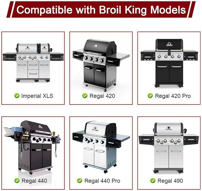 Hiorucet Grill Parts for Broil King 9561-54, 9561-57, 9561-64, 9561-67, Imperial XLS, Regal 420, Regal 440, Regal 490, Grill Grates, Heat Plates, Burner Tubes, Cross-Over Burner for Broil King Parts