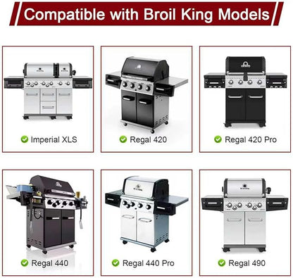 Hiorucet Grill Parts for Broil King 9561-54, 9561-57, 9561-64, 9561-67, Imperial XLS, Regal 420, Regal 440, Regal 490, Grill Grates, Heat Plates, Burner Tubes, Cross-Over Burner for Broil King Parts