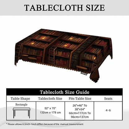 Swono Old Bookshelf Tablecloths Mysterious Library Bookshelf Kitchen Dinning Tabletop Decoration, Polyester Talking Table Cover for Indoor Outdoor 50x72 Inch Tablecloth
