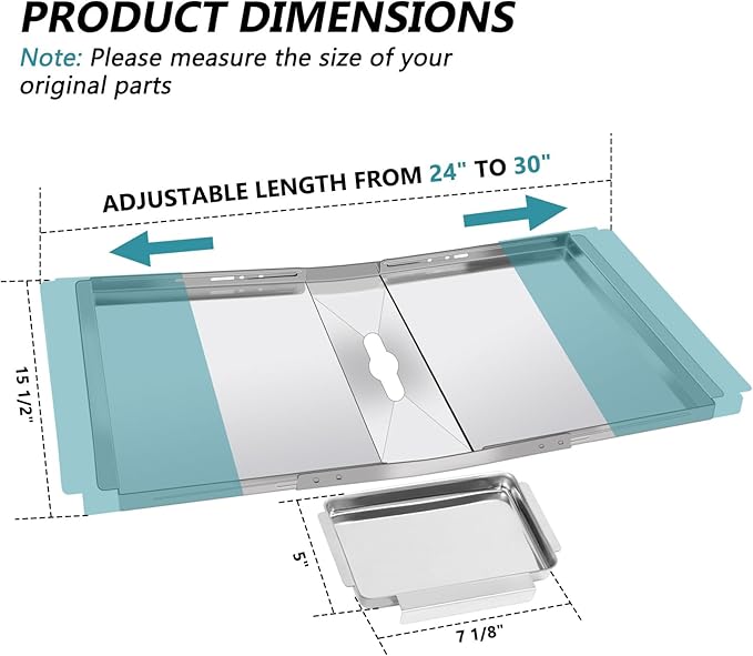 DGF493BNP Drip Pan Grill Replacement Parts for Dyna Glo DGF493BNP, DGB494SPB, Backyard Grill BY13-101-001-12, Grill Grates, Heat Shields and Adjustable 24''-30'' Grease Tray for Dyna-glo 4 Burner