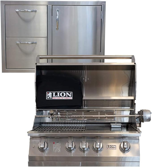 Lion Premium Grills 32" Propane Grill - L75000 - with Made in USA 32" Door/Drawer Combination Package Deal