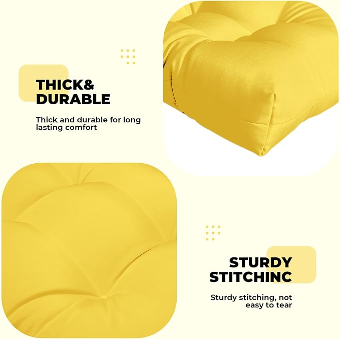 DANGHOOGY Wicker Chair Cushions, Waterproof Outdoor Loveseat Cushions for Patio Furniture, Tufted Wicker Furniture Cushions, 1 Loveseat and 2 U-Shaped Cushions, Yellow
