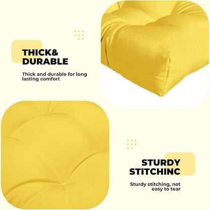 DANGHOOGY Wicker Chair Cushions, Waterproof Outdoor Loveseat Cushions for Patio Furniture, Tufted Wicker Furniture Cushions, 1 Loveseat and 2 U-Shaped Cushions, Yellow